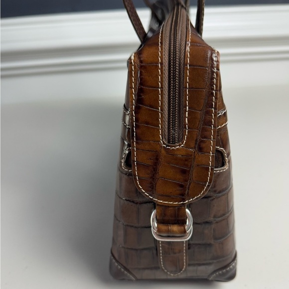 Brighton Crocodile Print Embossed Brown Leather Bag - Picture 3 of 9